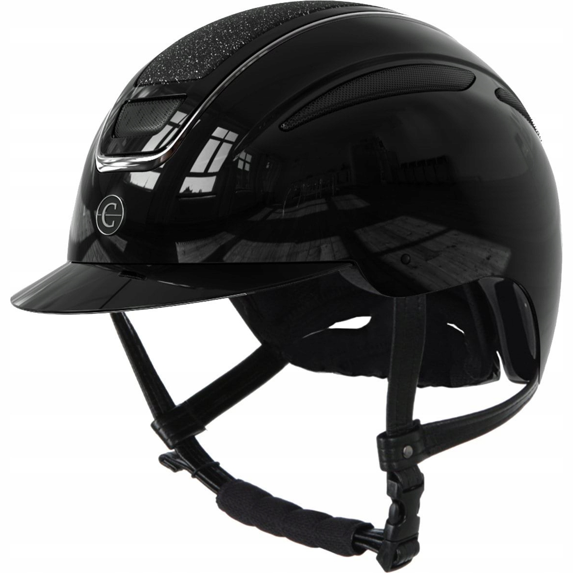 Kask jeździecki Elite, lakierowany czarny, 53-55 cm, Covalliero, C.A-323054 - obrazek 2