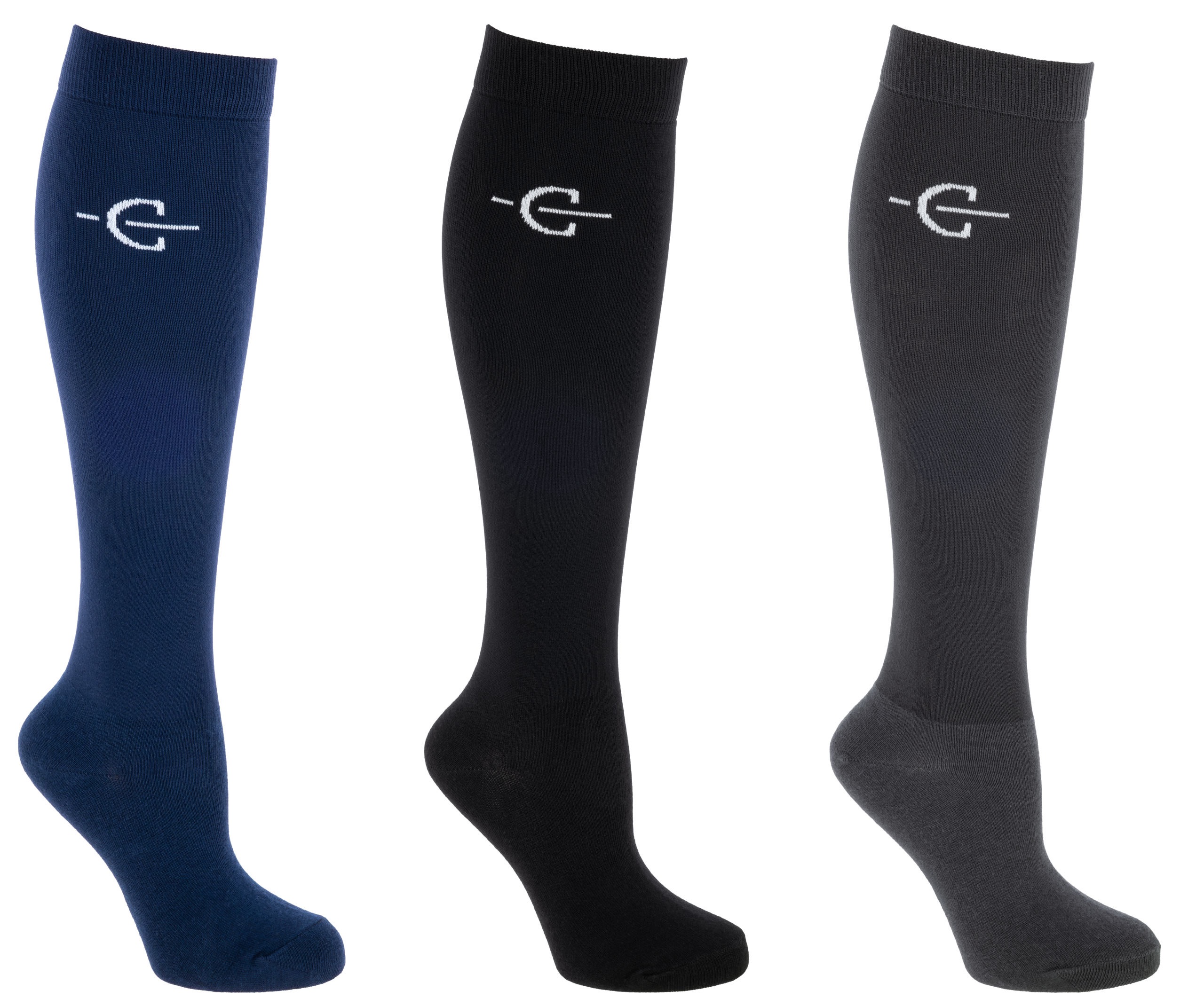 Podkolanówki jeździeckie Competition 3-pak, navy/black/grey, Covalliero